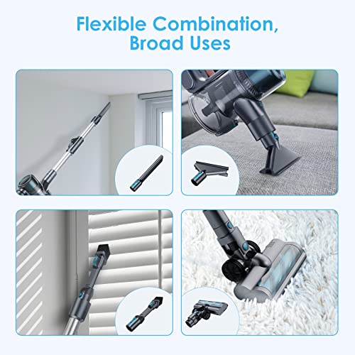Oraimo Cordless Vacuum Cleaner, 27 Kpa Stick Vacuum Rechargeable, Cordless Stick Vacuum with 380W Brushless Motor, Foldable Vacuum Cleaner for Hardwood Floor Carpet Baseboard, up to 50mins Runtime