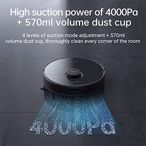 Dreametech D9 Max Robot Vacuum and Mop Combo, Lidar Navigation Robot Vacuum Sweep and Mop 2-in-1, 4000Pa Strong Suction Power, 150min Runtime, Compatible with Alexa, Map for Carpet, Hard Floor