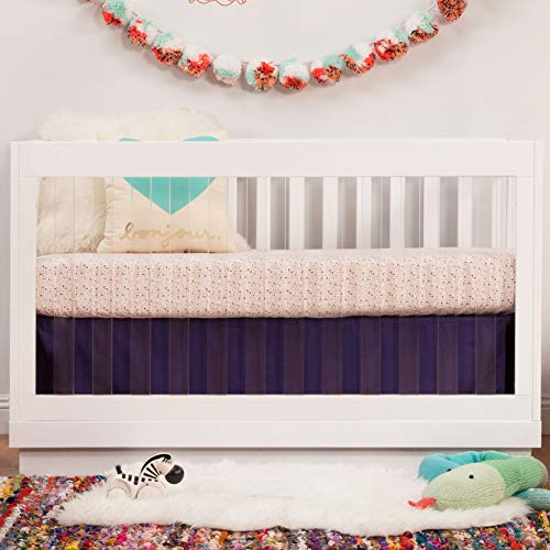 Babyletto Harlow Acrylic 3-in-1 Convertible Crib with Toddler Bed Conversion Kit in White with Acrylic Slats, Greenguard Gold Certified