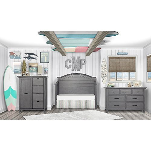 Evolur Belmar Curve 5-in-1 Convertible Crib in Rustic Grey