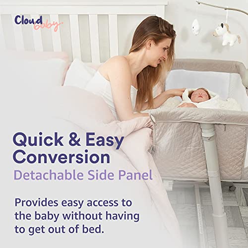 Cloud Baby Premium Baby Bassinet Plus Hanging Doll, Music and Built in Wheels, Best Baby Bed for Infant Newborn Girl Boy Unisex, Bedside Bassinet, Portable Crib and Sleeper for Safer Cosleeping