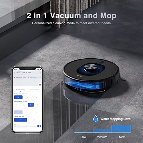 LiDAR Robot Vacuum and Mop Combo, Shellbot SL60 Robotic Vacuum Cleaner 5200mAh, 4000Pa Strong Suction, 3D Structured Light Obstacle Avoidance, 200 Mins+ Runtime, Works with Alexa, Google Assistant