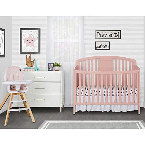 Sweetpea Baby Arc 4-in-1 Convertible Crib in Dusty Pink, Greenguard Gold Certified