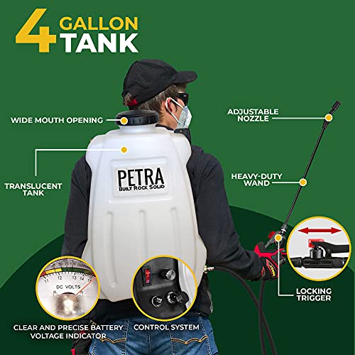 PetraTools Battery Powered Backpack Sprayer with Cart - 4-Gallon Sprayers in Lawn and Garden, Electric Sprayer & Battery Sprayer, Garden Sprayer & Lawn Sprayer, Battery Powered Sprayer - HD4100 Pro