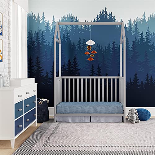 Little Seeds Rowan Valley Skyler 3-in-1 Convertible Crib with Canopy, Dove Gray