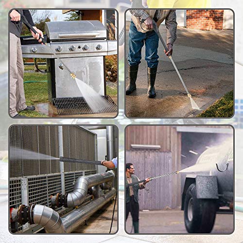 Selkie Pressure Washer Gun with Extension Wand and 26" Hose, Pressure Washer Gun with 26inch Pressure Washer Hose,16inch Extension Wand, 5 Nozzle Tips, and M22 15mm & M22 14mm Fitting, 4000 PSI
