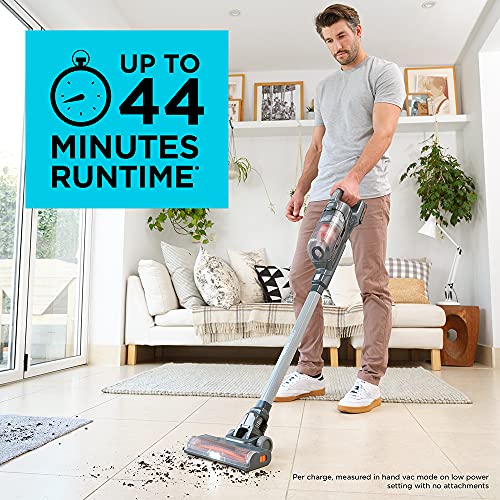 BLACK+DECKER POWERSERIES+ 20V MAX Cordless Stick Vacuum with LED Floor Lights, Lightweight, Removable Battery (BHFEA18D1) , Gray