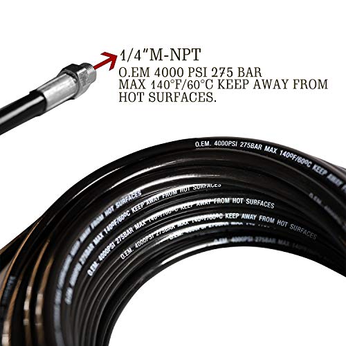 Hourleey Sewer Jetter Kit for Pressure Washer, 1/4 Inch NPT, 100 Ft Drain Cleaning Hose, Orifice 4.0 Button Nose and Rotating Sewer Jetting Nozzle, 4000 PSI