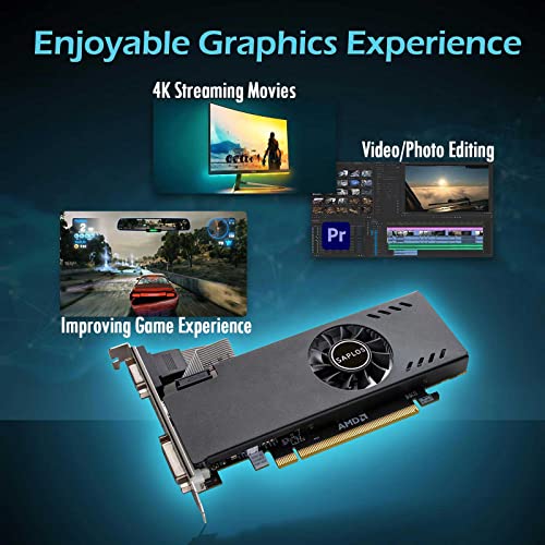 SAPLOS Radeon RX 550 Low Profile Graphics Card, 4GB, GDDR5, 128-bit, VGA DVI-D HDMI, Video Card for PC Gaming, 4K Display, Computer GPU, for Desktop SFF Small Form Factor, DirectX 12, Low Power