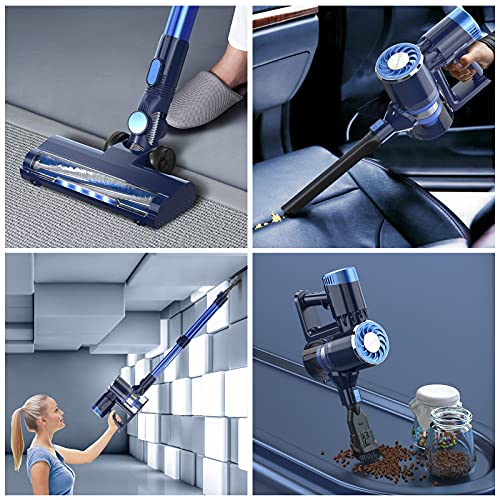 PRETTYCARE Cordless Vacuum Cleaner with LED Touch Display, 4 in 1 Stick Vacuum 35 Mins Runtime & Ultra-Quiet & Detachable Battery Lightweight Vacuum for Home Hardwood Floor Carpet Pet Cleaning W300