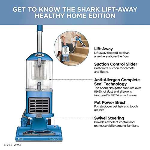 Shark Navigator Nv351 Blue Professional Canister Pet Pro Upright Vacuum (Renewed)
