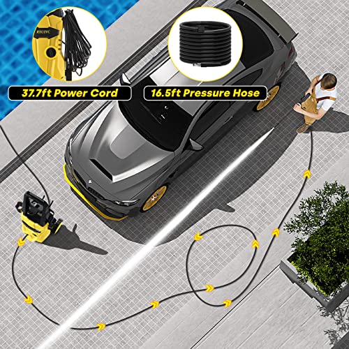 3000 PSI Electric Pressure Washer 2.4GPM 1600W High Power Washer Portable Car Pressure Washer Machine with Spray Gun Pressure Hose and Adjustable Spray Nozzles for Cleaning Car Home Driveway Garden
