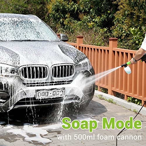 Rock&Rocker Powerful Electric Pressure Washer, 3500PSI Max 2.6 GPM Power Washer with Hose Reel, 4 Quick Connect Nozzles, Soap Tank, IPX5 Car Wash Machine /Car/Driveway/Patio Clean, Green