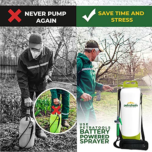 PetraTools 2.5 Gallon Battery Sprayer - Ultra Convenient Battery Powered Sprayer, Garden Sprayer & Weed Sprayer with Easy-to-Carry Strap, Electric Sprayer & Yard Sprayer With Long-Lasting Battery Life