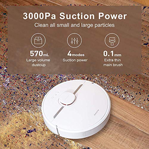 Dreametech D9 Robot Vacuum and Mop Cleaner, Lidar Navigation Robot Vacuum Sweep and Mop 2-in-1, 3000Pa Strong Suction Power, 150min Runtime, Compatible with Alexa, Smart Mapping for Carpet, Hard Floor