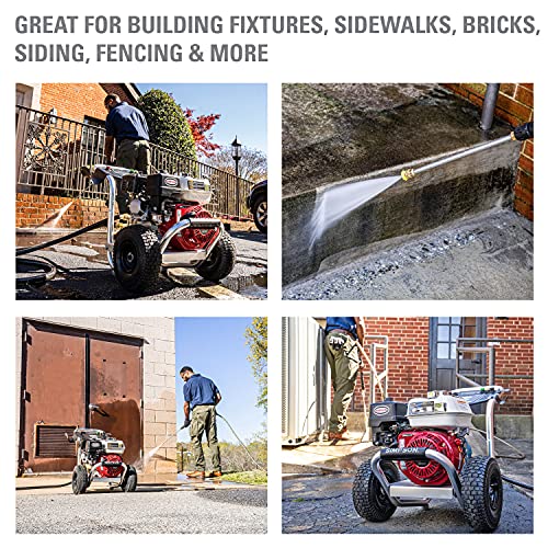 SIMPSON Cleaning Cleaning ALH3228-S Powered 3400 PSI Gas Pressure Washer, 2.5 GPM, HONDA GX200 Engine, Includes Spray Gun and Extension Wand, 5 QC Nozzle Tips, 5/16-inch x 25-foot Monster Hose, Red