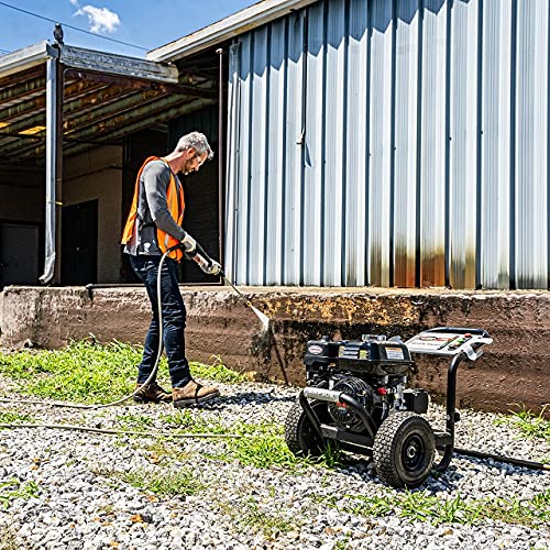 SIMPSON Cleaning PS3228 PowerShot 3300 PSI Gas Pressure Washer, 2.5 GPM, Honda GX200 Engine, Includes Spray Gun and Extension Wand, 5 QC Nozzle Tips, 5/16-inch x 25-foot MorFlex Hose