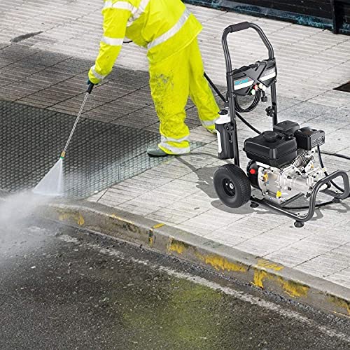 TEANDE 3200PSI Gas Pressure Washer Power Washer 212CC Gas Pressure Washer Powered, High-Pressure Hose 5 Nozzles (Black)