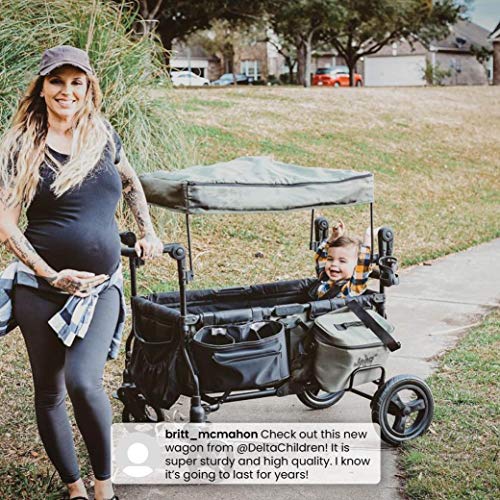 Jeep Deluxe Wrangler Stroller Wagon by Delta Children - Includes Cooler Bag, Parent Organizer and Car Seat Adapter, Black/Green