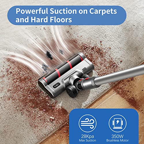 UONI X1 Cordless Vacuum Cleaner 28KPA Powerful Suction 3 in 1 Lightweight Stick Vacuum with LED Headlights, Up to 60 Mins Runtime Detachable Battery Perfect for Pet Hair Floor Hardwood Home