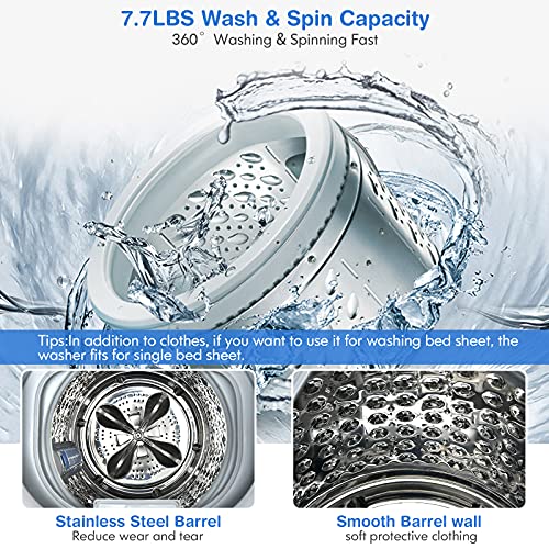Giantex Portable Washing Machine, Full Automatic Washer and Dryer Combo with Heating Function, 8 Programs 3 Water Levels and Built-In Drain Pump, 2 In 1 Compact Laundry Washer for Apartment Dorm RV