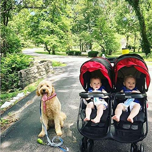 Kolcraft Cloud Plus Lightweight Double Stroller with Reclining Seats & Extendable Canopies, Red/Black