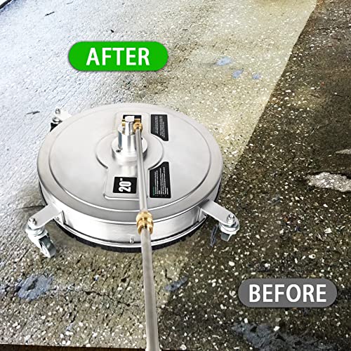 20-Inch Pressure Washer Surface Cleaner Driveway Power Washer Accessories Attachments Stainless Steel with 2 Extension Wand