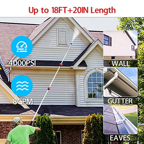 EZJOB Pressure Washer Extension Wand, Power Washer Wand, Telescoping Wand, Power Washer Extension Wand for Pressure Washer Gun with Gutter Cleaner 18ft