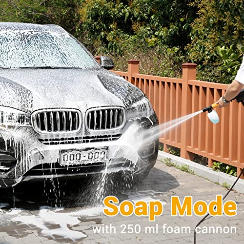 Upgraded 3000PSI Pressure Washer, 2.5GPM Portable Electric Power Washer with 360° Spinner Wheels, 4 Quick Connect Nozzles Foam Cannon for Car/Patio/Deck/Home Cleaning