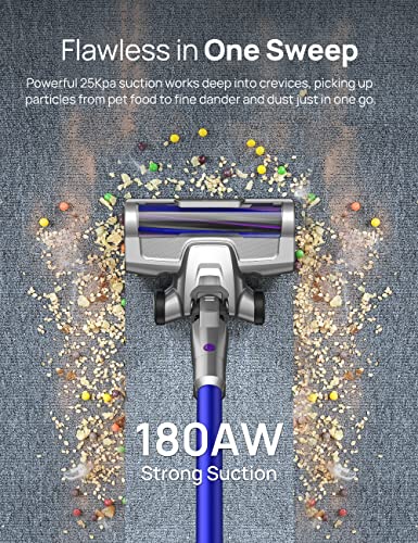 Dreo Cordless Vacuum Cleaner, 25kPa 550W Strong Suction, 3000mAh Detachable Battery, Up to 60 Mins, Handheld/Stick Vacuum with Auto Detect, Tools for Pet Hair, Car, Carpets, Hard Floors, PowerLeap